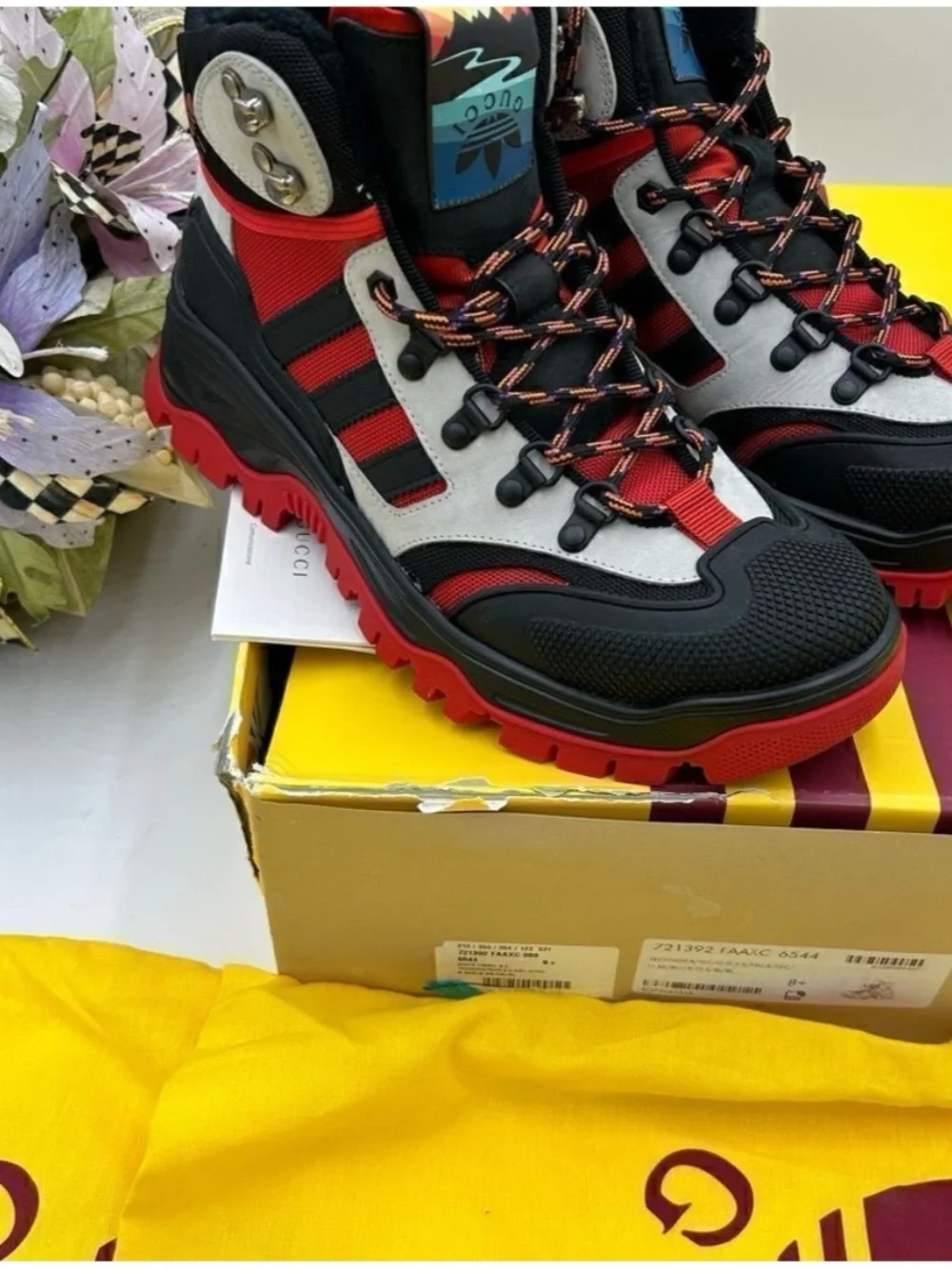 Gucci X Adidas lace up boots size 8.5 made in Italy